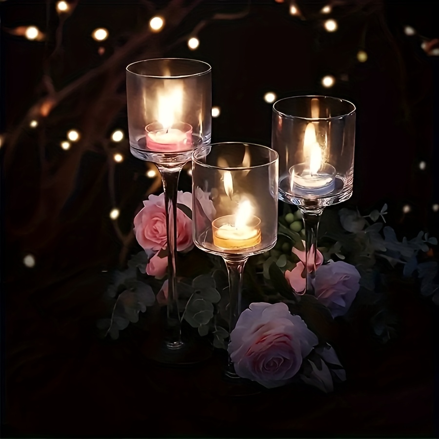 Candle Holder Set - Ensemble de bougeoirs en verre Transparent,