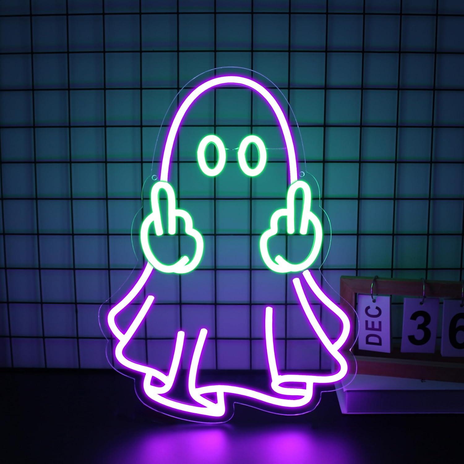 Lighting Decor For Home - Enseigne néon LED Ghost alimentée par