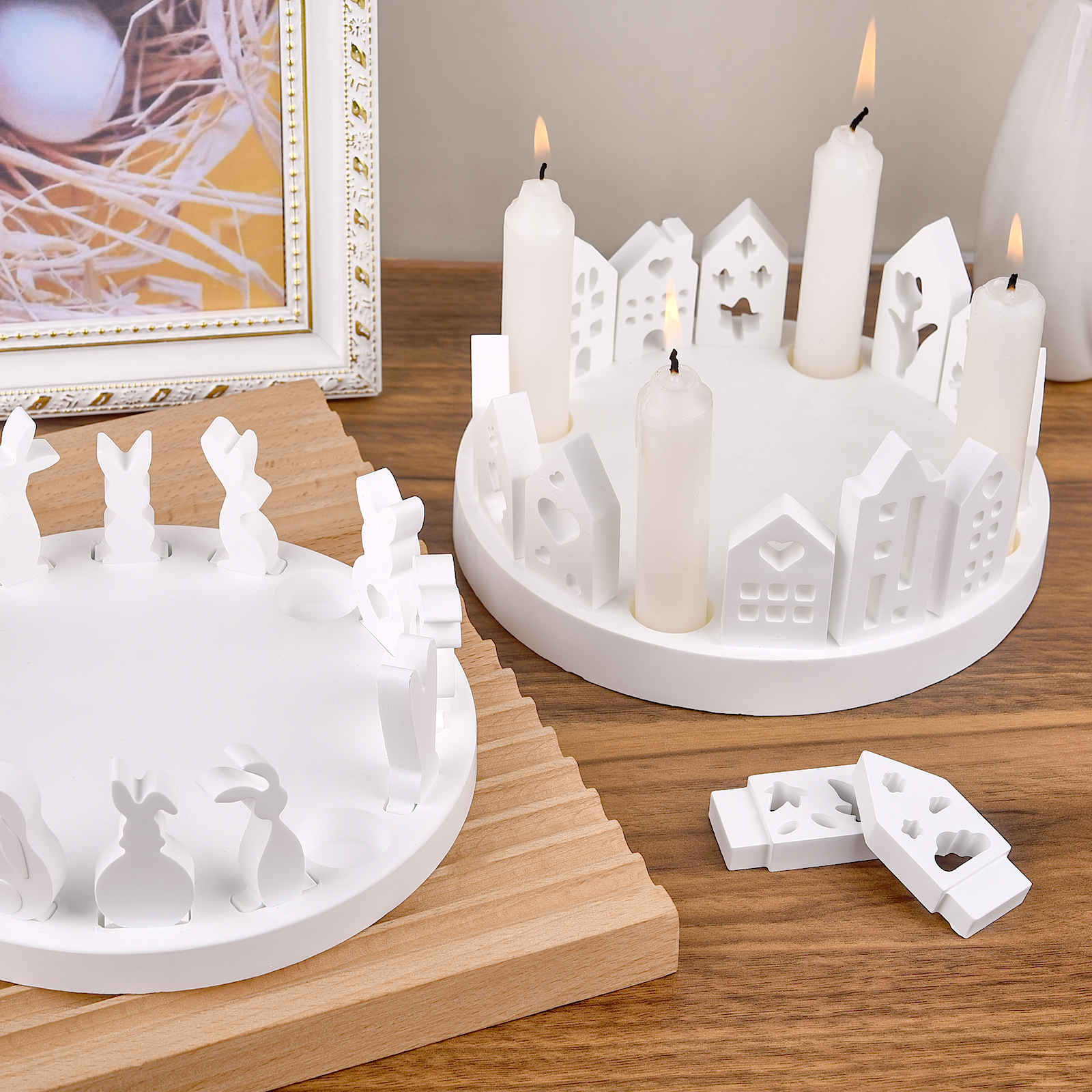 Candle Holder Set - Bougeoir en forme de lapin, maison
