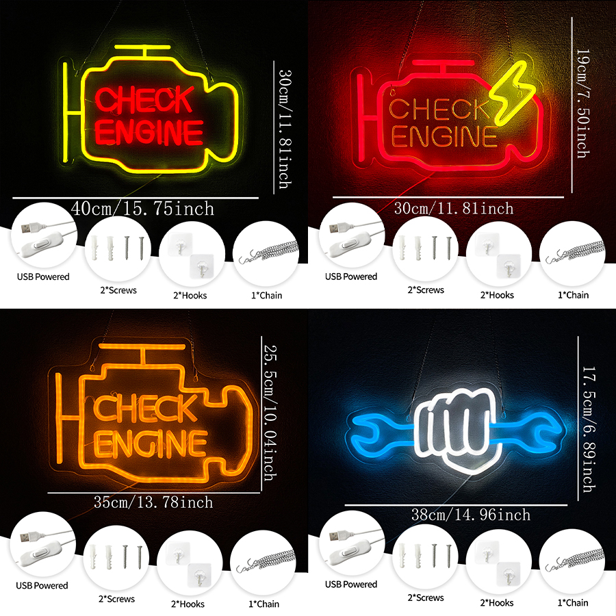 Enseigne néon « Check Engine » - Lighting Decor Store avis et prix
