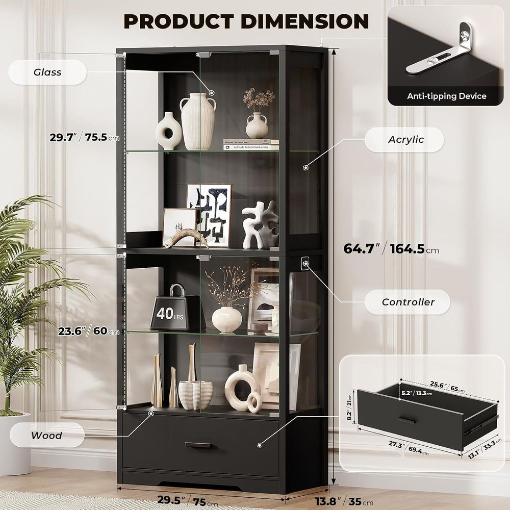 Vitrine à 4 niveaux en verre a - Lighting & Home Decor Studio Photos avis et prix