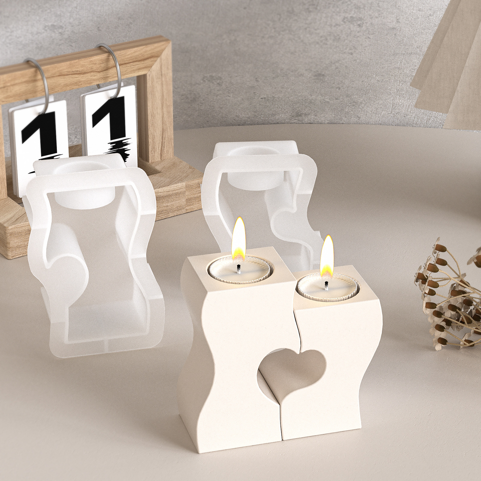 S coeur chandelier Silicone mo - Candle Holder Set avis et prix