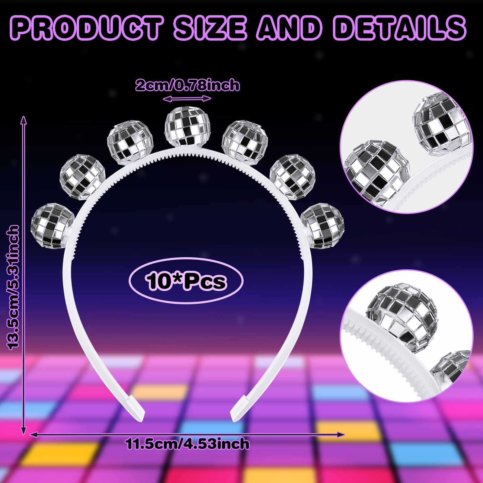 Nouveau lot de 10 serre-têtes  - Disco Ball Mirror avis et prix