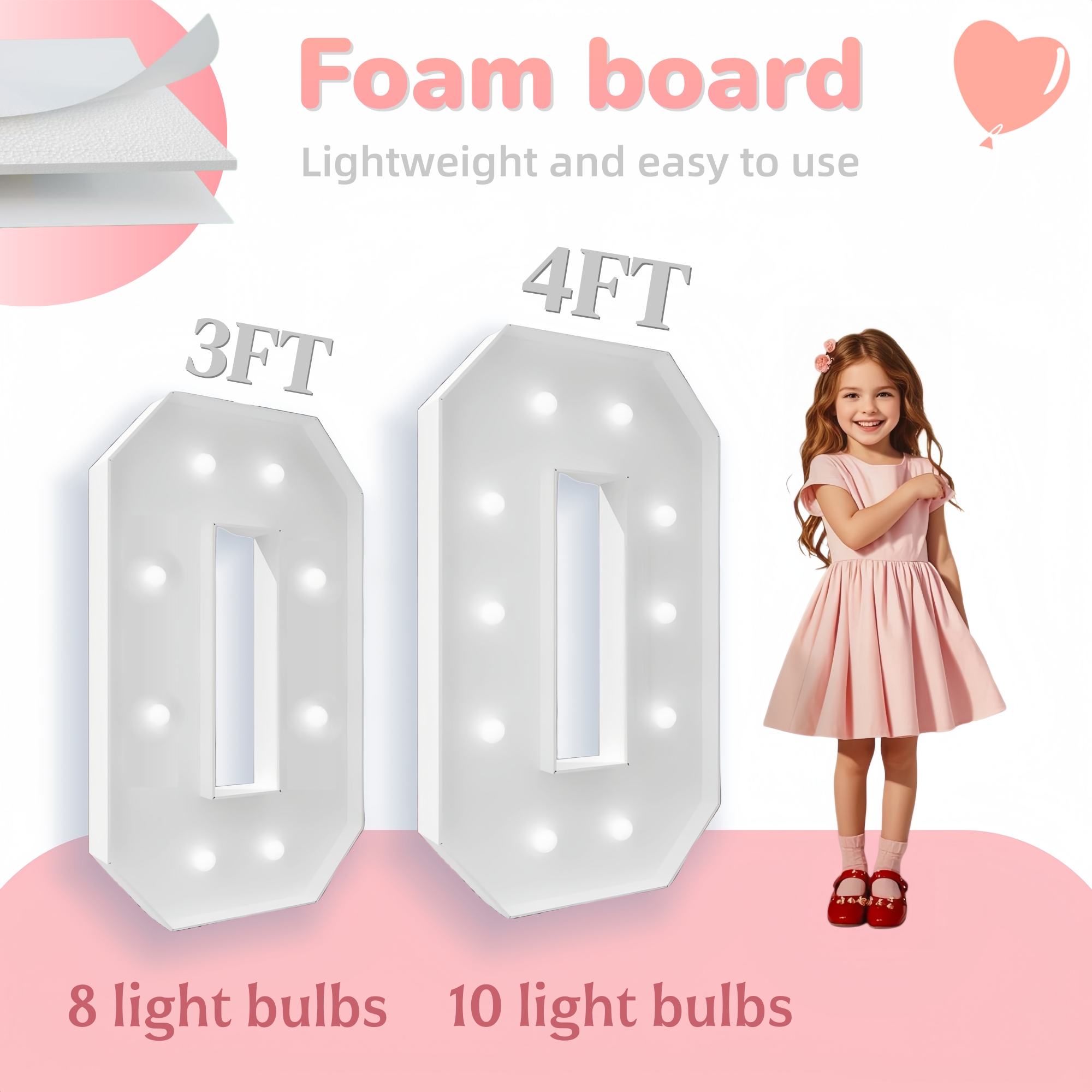 3/4FT 91.5/120cm bricolage cha - Light Up Letters Marquee avis et prix